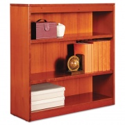 Alera Square Corner Wood Bookcase, Three-Shelf, 35.63"w x 11.81"d x 35.91"h, Medium Cherry (BCS33636MC)
