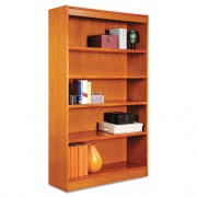 Alera Square Corner Wood Bookcase, Five-Shelf, 35.63"w x 11.81"d x 60"h, Medium Cherry (BCS56036MC)