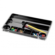 Officemate Recycled Plastic Desk Drawer Organizer, Nine Compartments, 14 x 9 x 1.13, Black (26032)
