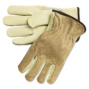 MCR Safety Dual Leather Industrial Gloves, Cream, Large, 12 Pairs (3205L)