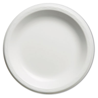 Genpak Elite Laminated Foam Plates, 8.88 Inches, White, Round, 125/pack, 4 Pack/carton (LAM09)