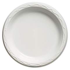 Genpak Aristocrat Plastic Plates, 9 Inches, White, Round, 125/pack (70900)