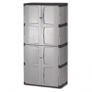 Rubbermaid Double-Door Storage Cabinet - Base/Top, 36w x 18d x 72h, Gray/Black (7083)