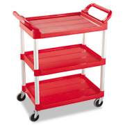 Rubbermaid Commercial SERVICE CART, 200-LB CAPACITY, THREE-SHELF, 18.63W X 33.63D X 37.75H, RED (342488RED)