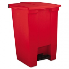 Rubbermaid Commercial Indoor Utility Step-On Waste Container, Square, Plastic, 12 gal, Red (6144RED)