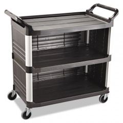 Rubbermaid Commercial Xtra Utility Cart, 300-lb Capacity, Three-Shelf, 20w x 40.63d x 37.8h, Black (4093BLA)