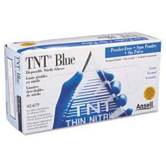 Ansell Tnt Disposable Nitrile Gloves, Non-Powdered, Blue, Large, 100/box (92675L)