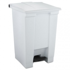 Rubbermaid Commercial Indoor Utility Step-On Waste Container, Square, Plastic, 12 gal, White (6144WHI)