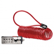 Kensington Portable Combination Laptop Lock, 6ft Steel Cable, Red (64671)