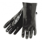 MCR Safety Single Dipped Pvc Gloves, Smooth, Interlock Lined, 18" Long, Large, Bk, 12 Pair (6218)