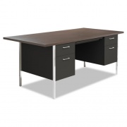 Alera Double Pedestal Steel Desk, 72" x 36" x 29.5", Mocha/Black (SD7236BM)