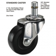 Master Caster Standard Casters, Soft Rubber, K Stem, 75 lbs/Caster, 4/Set (32001)