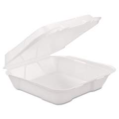 GEN Foam Hinged Carryout Container, 1-Comp, White, 9 1/4 X 9 1/4 X 3, 200/carton (HINGEDL1)
