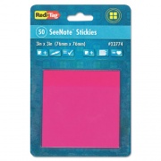 Redi-Tag SeeNotes Stickies , 3" x 3", Transparent Neon Pink, 50 Sheets/Pad (23774)
