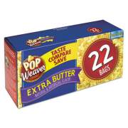 Pop Weaver Microwave Popcorn, Extra Butter, 2.5 oz Bag, 22/Box (105512)