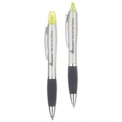 AbilityOne 7520016205405 SKILCRAFT Rite-N-Lite Deluxe, Fluorescent Yellow/Black Ink, Chisel/Conical Tips, Silver/Black Barrel, 2/Pack
