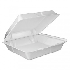 Dart Foam Hinged Lid Container, Vented Lid, 9 x 9.4 x 3, White, 100/Pack, 2 Packs/Carton (90HTPF1VR)