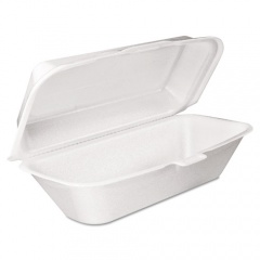 Dart Foam Hinged Lid Container, Hoagie Container with Removable Lid, 5.3 x 9.8 x 3.3, White, 125/Bag, 4 Bags/Carton (99HT1R)