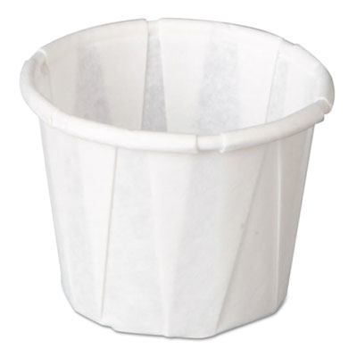 Genpak Squat Paper Portion Cup, Pleated, .5oz, White, 250/sleeve, 20 Sleeve/carton (F050)