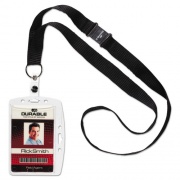 Durable ID/Security Card Holder Set, Vertical/Horizontal, Lanyard, Clear, 10/Pack (826819)