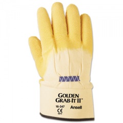Ansell Golden Grab-It II Heavy-Duty Work Gloves, Size 10, Latex/Jersey, Yellow, 12 PR (1634710)