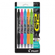 Pilot G2 Fashion Premium Gel Pen, Retractable, Fine 0.7 mm, Assorted Ink and Barrel Colors, 5/Pack (31382)