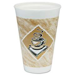 Dart Cafe G Hot/cold Cups, Foam, 16 Oz, White/brown With Green Accents, 25/pack (16X16GPK)