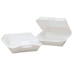 Genpak Foam Hinged Container, 1-Compartment, Jumbo, 10-1/3x9-1/3x3, White, 100/bg, 2/ct (25000)