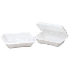 Genpak Foam Hinged Carryout Container, Shallow, 9-1/5x6-1/2x2-8/9, White, 100/bg, 2/ct (20600)