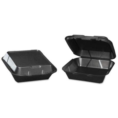 Genpak Snap-It Foam Hinged Carryout Container, Medium, Black, 8-1/4x8x3, 100/bag, 2/ct (SN2403L)
