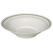 WNA Masterpiece Plastic Bowls, 10 Oz., Ivory W/ Gold Accents, Round, 10/pack, 15/ct (MPBWL10IPREM)