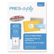 PRES-a-ply LABELS, INKJET/LASER PRINTERS, 3.5 X 5, WHITE, 4/SHEET, 100 SHEETS/PACK (30641)