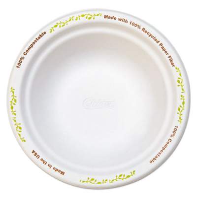 Chinet Molded Fiber Dinnerware, Bowl, 12 Oz, White W/vine Theme, 1000/carton (22544)
