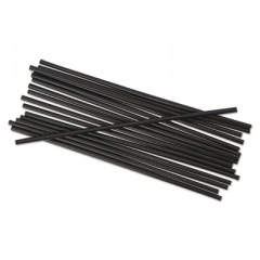 Boardwalk Single-Tube Stir-Straws, 5.25", Polypropylene, Black, 1,000/Pack, 10 Packs/Carton (STRU525B10)