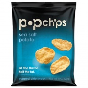 popchips Potato Chips, Sea Salt Flavor, 0.8 oz Bag, 24/Carton (71100)