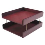 Carver HARDWOOD DOUBLE DESK TRAY, 2 SECTIONS, LETTER SIZE FILES, 10.25" X 12.25" X 5.88", MAHOGANY (02213)