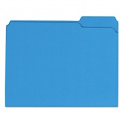 Universal Reinforced Top-Tab File Folders, 1/3-Cut Tabs: Assorted, Letter Size, 1" Expansion, Blue, 100/Box (16161)