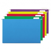 Universal Deluxe Bright Color Hanging File Folders, Legal Size, 1/5-Cut Tab, Assorted, 25/Box (14221)