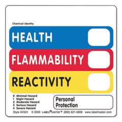 LabelMaster WAREHOUSE SELF-ADHESIVE LABELS, HEALTH, FLAMMABILITY, REACTIVITY VL, 5 X 2.88, RED/BLUE/YELLOW/WHITE, 500/ROLL (AV501)