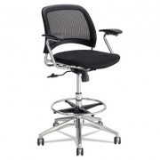 Safco Reve Mesh Extended-Height Chair, Supports Up to 250 lb, 25" to 35" Seat Height, Black Seat/Back, Chrome Base (6820BL)