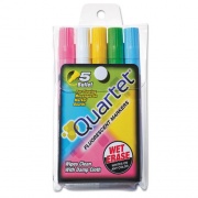 Quartet Glo-Write Fluorescent Marker Five-Color Set, Medium Bullet Tip, Assorted Colors, 5/Set (5090)