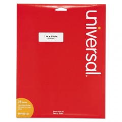 Universal White Labels, Inkjet/Laser Printers, 1 x 2.63, White, 30/Sheet, 25 Sheets/Pack (80101)