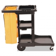 Rubbermaid Commercial Multi-Shelf Cleaning Cart, Three-Shelf, 20w x 45d x 38.25h, Black (617388BK)