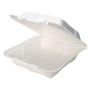 Pactiv Foam Hinged Lid Containers, 9 x 9 x 3.5, White, 150/Carton (YTD19901)