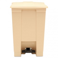 Rubbermaid Commercial Indoor Utility Step-On Waste Container, Square, Plastic, 12 gal, Beige (6144BEI)