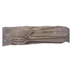 GEN Heavyweight Cutlery, Fork/Knife/Teaspoon/Salt/Pepper/Napkin, Polypropylene Plastic, White, 250/Carton (WHY6KIT250)