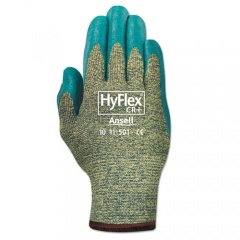 Ansell HyFlex 501 Medium-Duty Gloves, Size 11, Kevlar/Nitrile, Blue/Green, 12 Pairs (1150111)