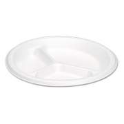 Genpak Elite Laminated Foam Plates, 8.88 Inches, White, Round, 3 Comp, 125/pk, 4 Pk/ct (LAM39)