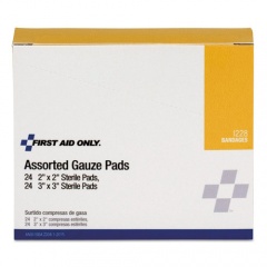 First Aid Only Gauze Pads, Sterile, Assorted, 2 x 2; 3 x 3, 48/Box (I228)