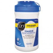 Sani Professional Hands Instant Sanitizing Wipes, 6 x 5, White, 150/Canister, 12/CT (P43572CT)
